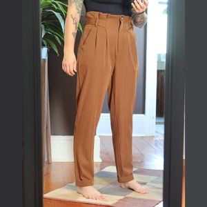 SHEIN Frenchy Paperbag Waist Fold Pleat Roll Hem Pants